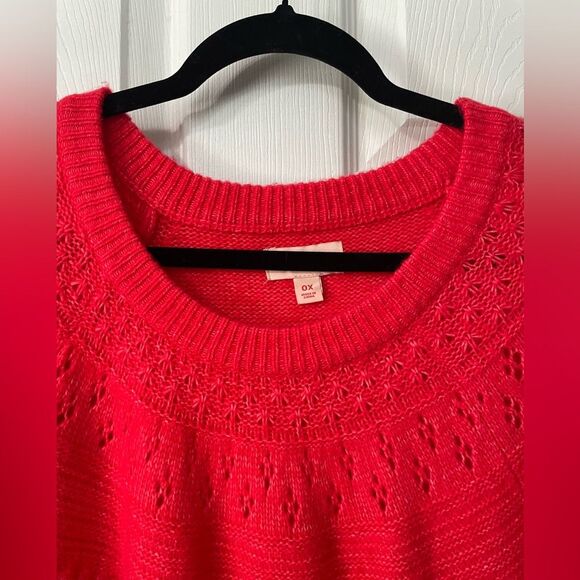 EVRI Plus Size Reddish Pink Tunic Pullover Knit Sweater Super Soft Size OX - EUC - Picture 2 of 8